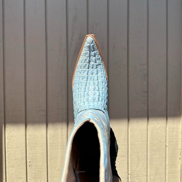 #10 Light Blue Crocodile Tail Boot with Details, Model A0408 - Picture 4 of 5